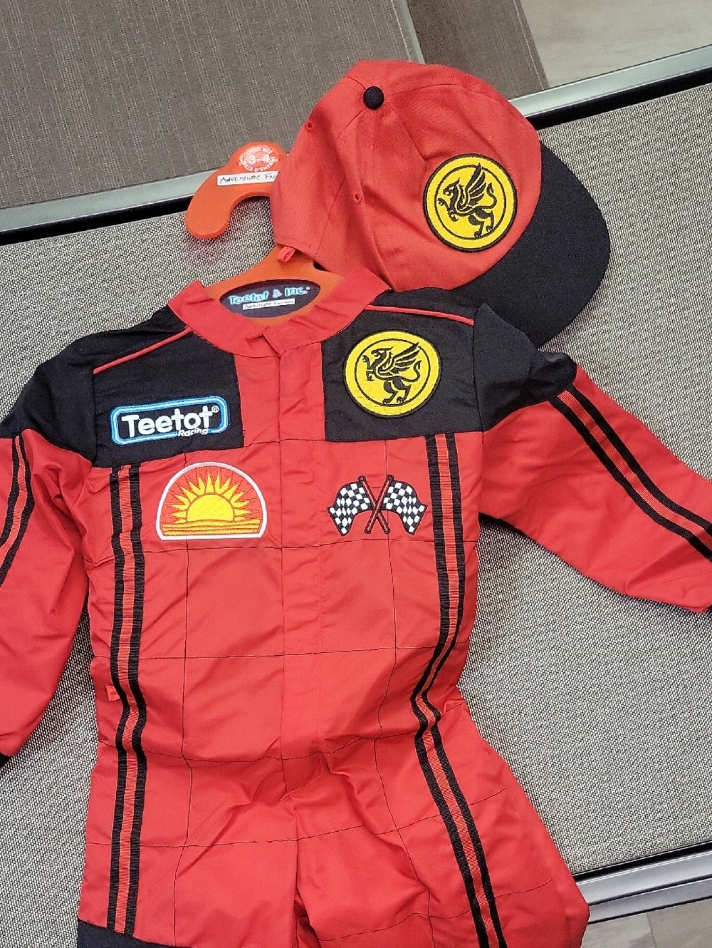 Red & Black Kids Racing Costume with Cap